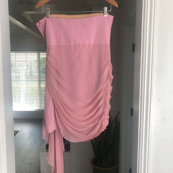 NWT CINQ A SEPT Yuki Rouched Strapless Mini Dress Tea Rose Size 10 - Picture 5 of 7
